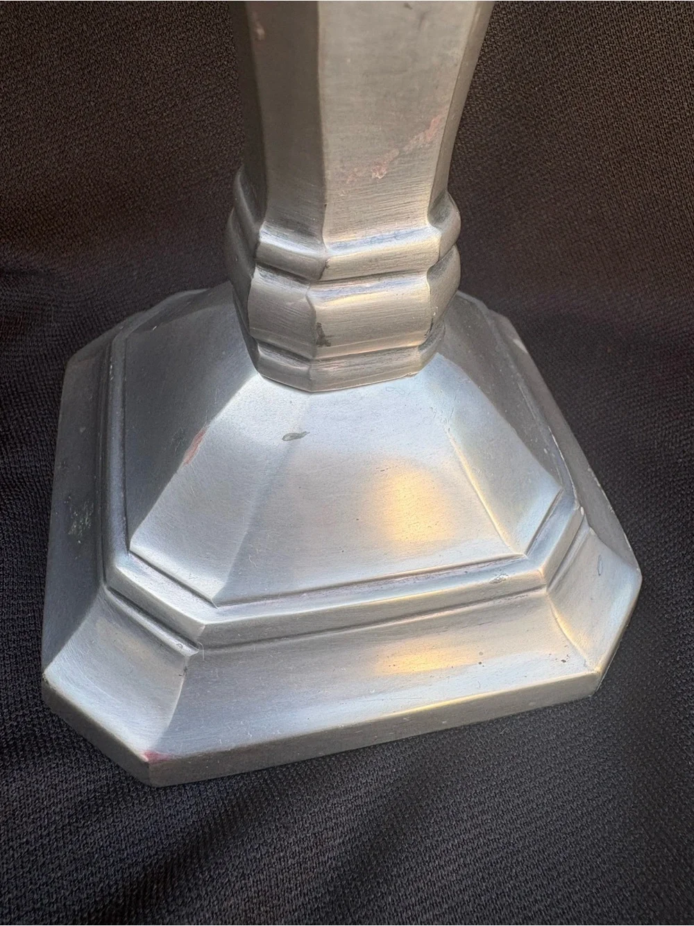 Pottery Barn Metallic Silver Octagonal Pedestal Candle Holder 8”